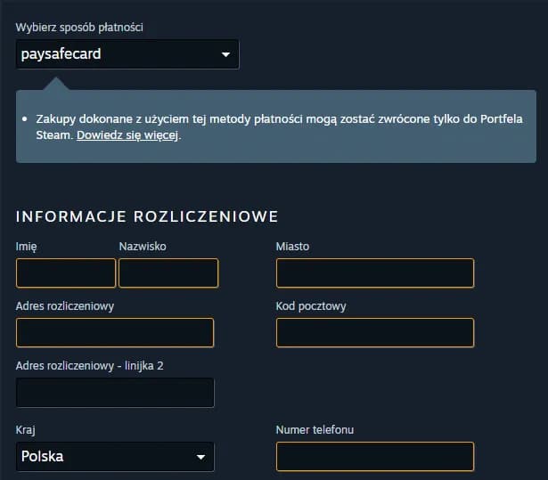 Adres rozliczeniowy Steam PSC: jak prawidłowo wypełnić formularz płatności